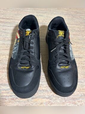 Ed Hardy Black Sneakers Live Kills Slowly Skull 💀 head Logo and Multicolor
